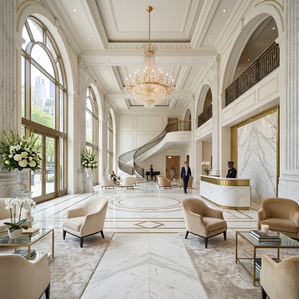 High-end interior lobby of a premium hospitality resort